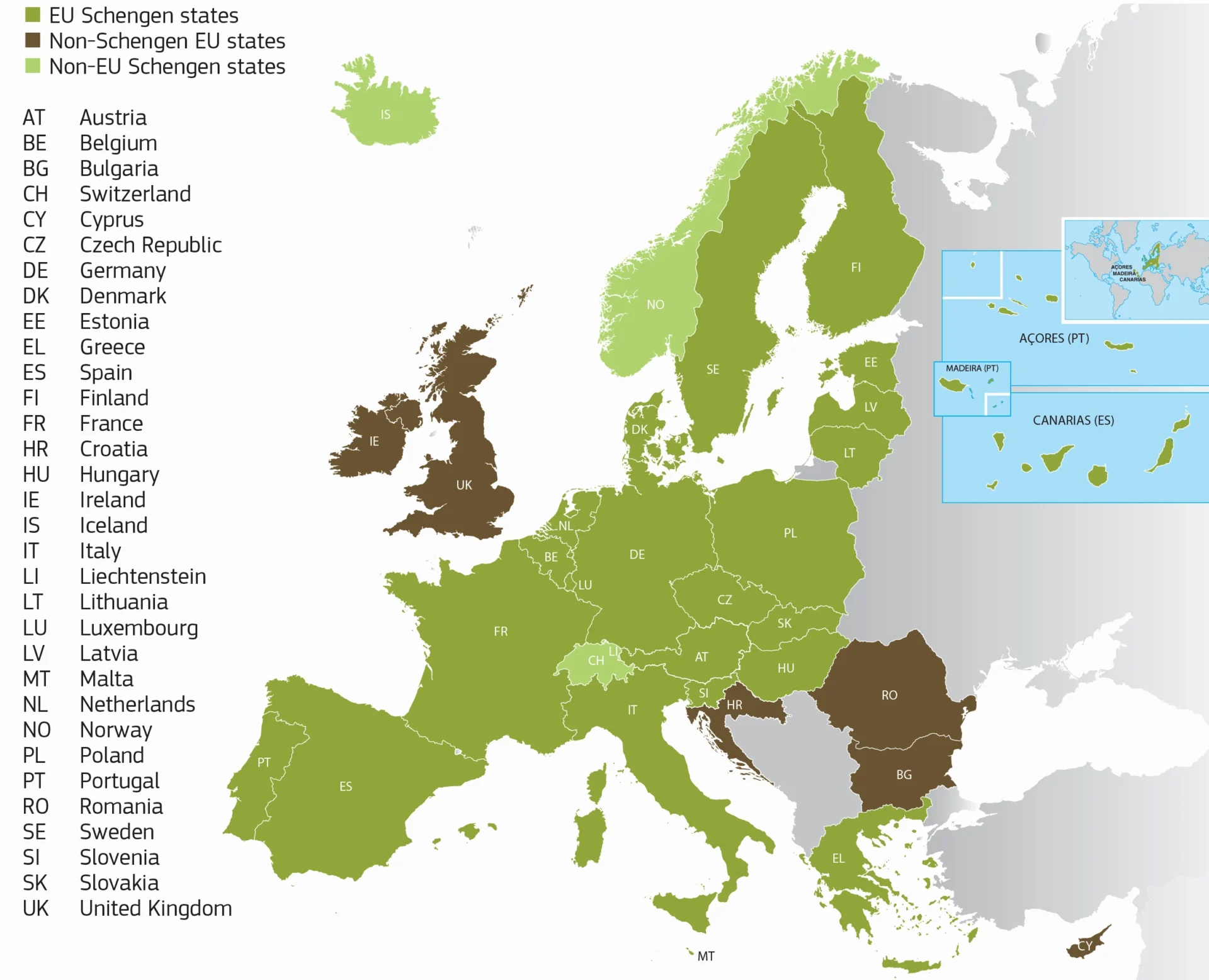 Biểu tượng du lịch Châu Âu và các quốc gia Schengen
