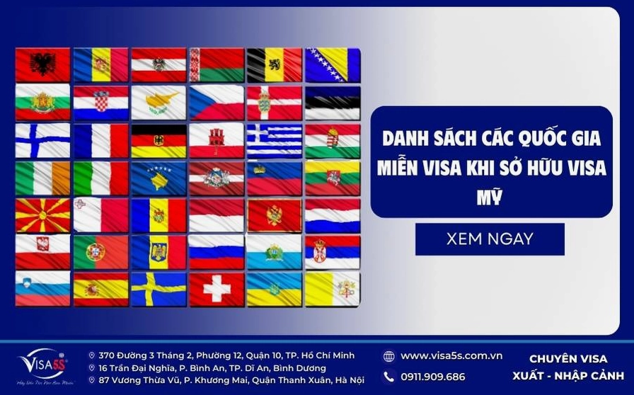 Biểu tượng visa Mỹ và các quốc gia miễn visa