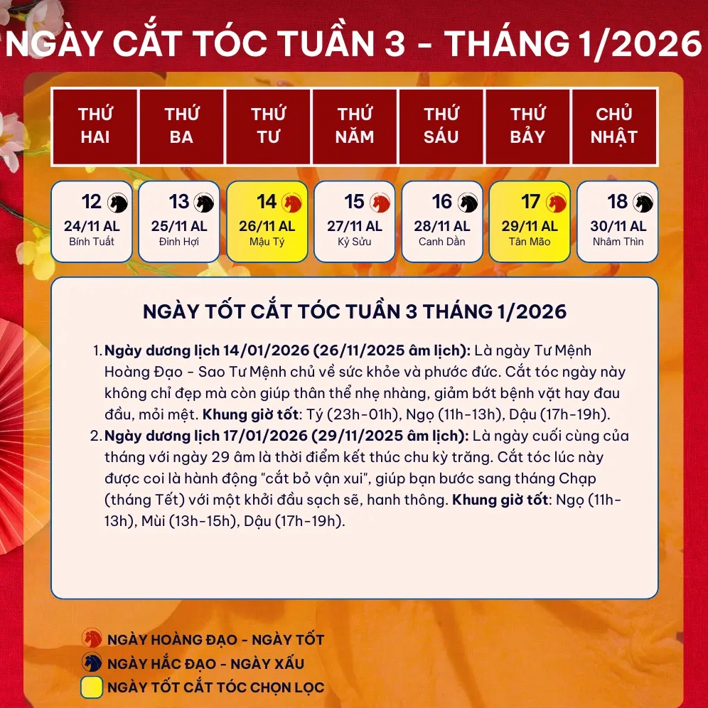 Cắt tóc tháng 1 để thu hút may mắn