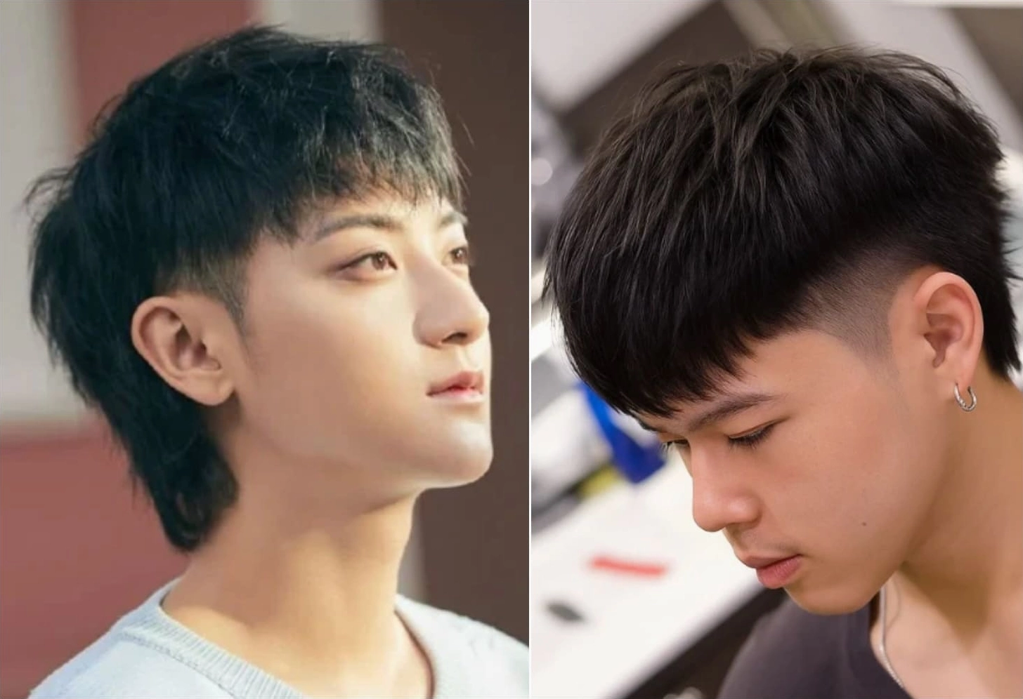 Tóc Mullet Layer Nam 2026: Xu Hướng Nổi Loạn Đầy Phong Cách Chàng trai với kiểu tóc mullet layer nam dài, vuốt ngược ra sau.