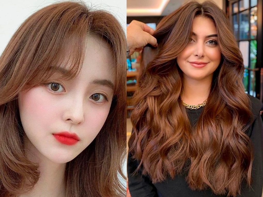 Cô gái với mái tóc màu hạt dẻ sáng tự nhiên