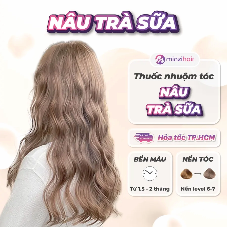 Công Thức Nhuộm Nâu Trà Sữa Hot Trend 2026 - Tự Làm Tại Nhà Góc nhìn cận cảnh màu tóc nâu trà sữa caramel