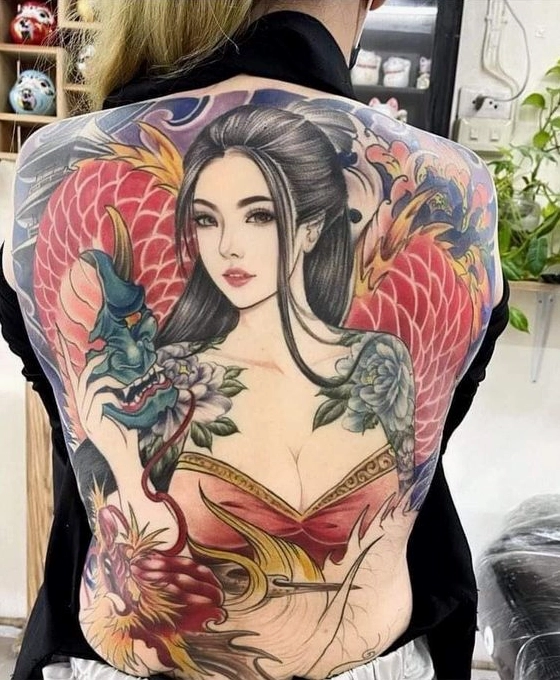 Full Lưng Nhật Cổ Nữ 2026: Xu Hướng Tattoo Đỉnh Cao Cho Phái Đẹp Hình xăm full lưng phong cách Nhật Cổ cho nữ