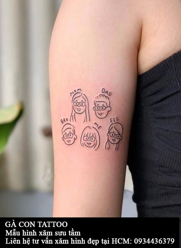 Hình xăm gia đình tinh tế