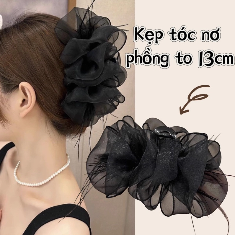 Kẹp tóc nơ lớn đính đá lấp lánh