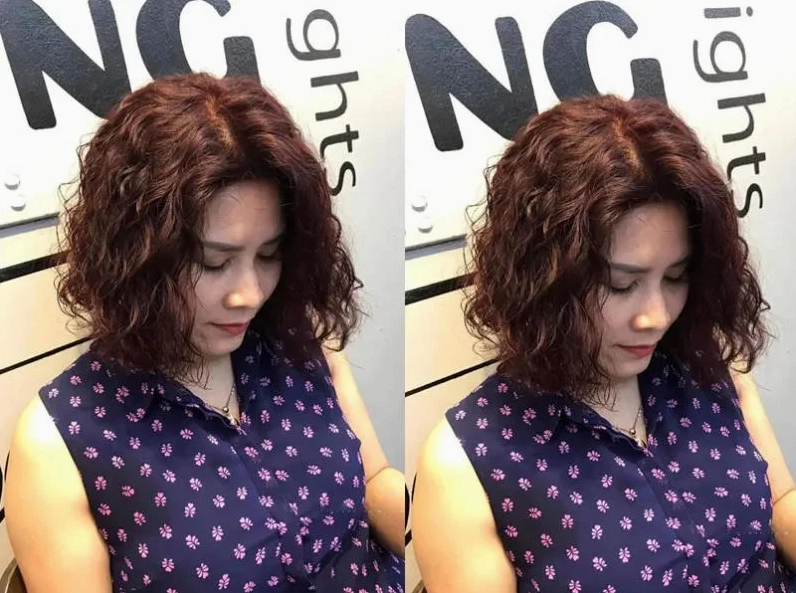 Kiểu tóc bob xoăn sóng nước cho phụ nữ trung niên