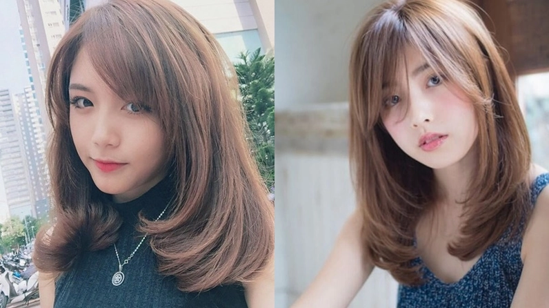 Kiểu tóc uốn gợn sóng ngang vai cho mặt tròn