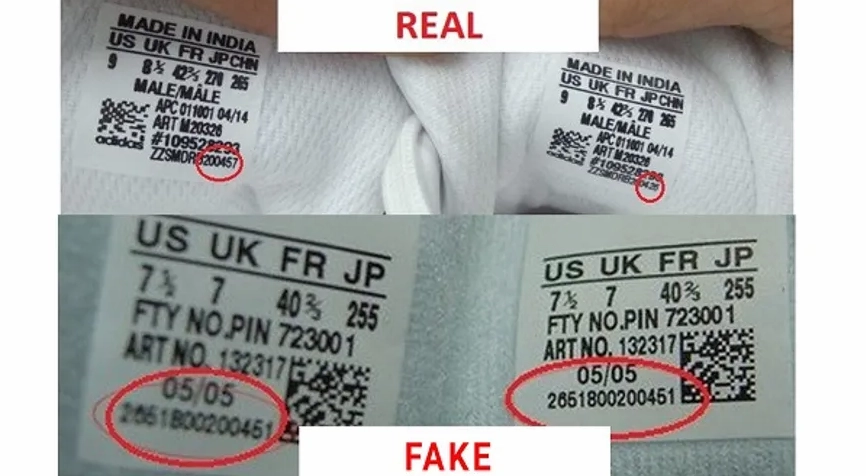 Logo và chi tiết thêu trên giày Adidas chính hãng