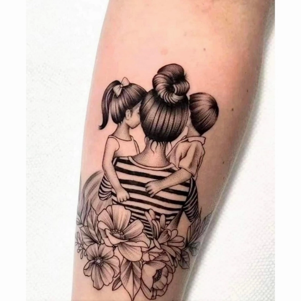 Mẫu hình xăm mẹ 2 con tinh tế và ý nghĩa