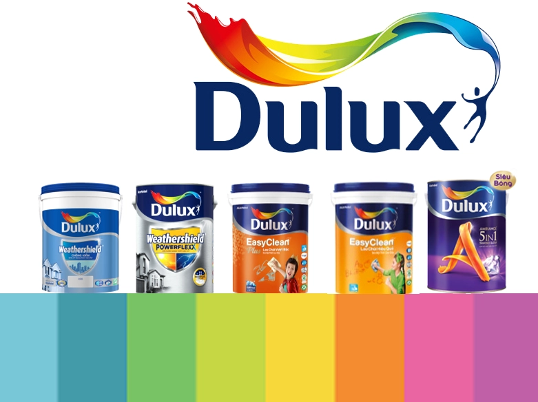 Nhân viên đang thi công sơn Dulux lên tường nhà