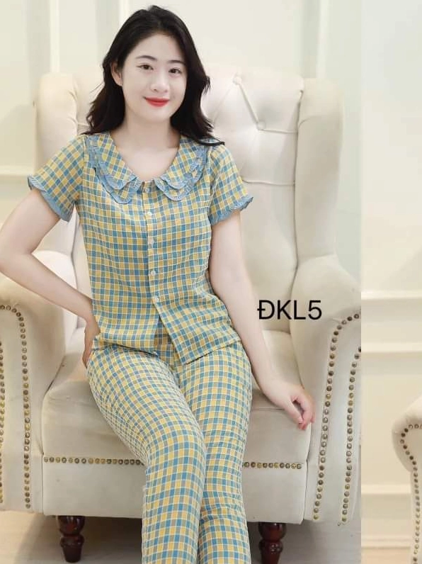 Đồ bộ vải thun dáng quần lưng cao, áo tay ngắn