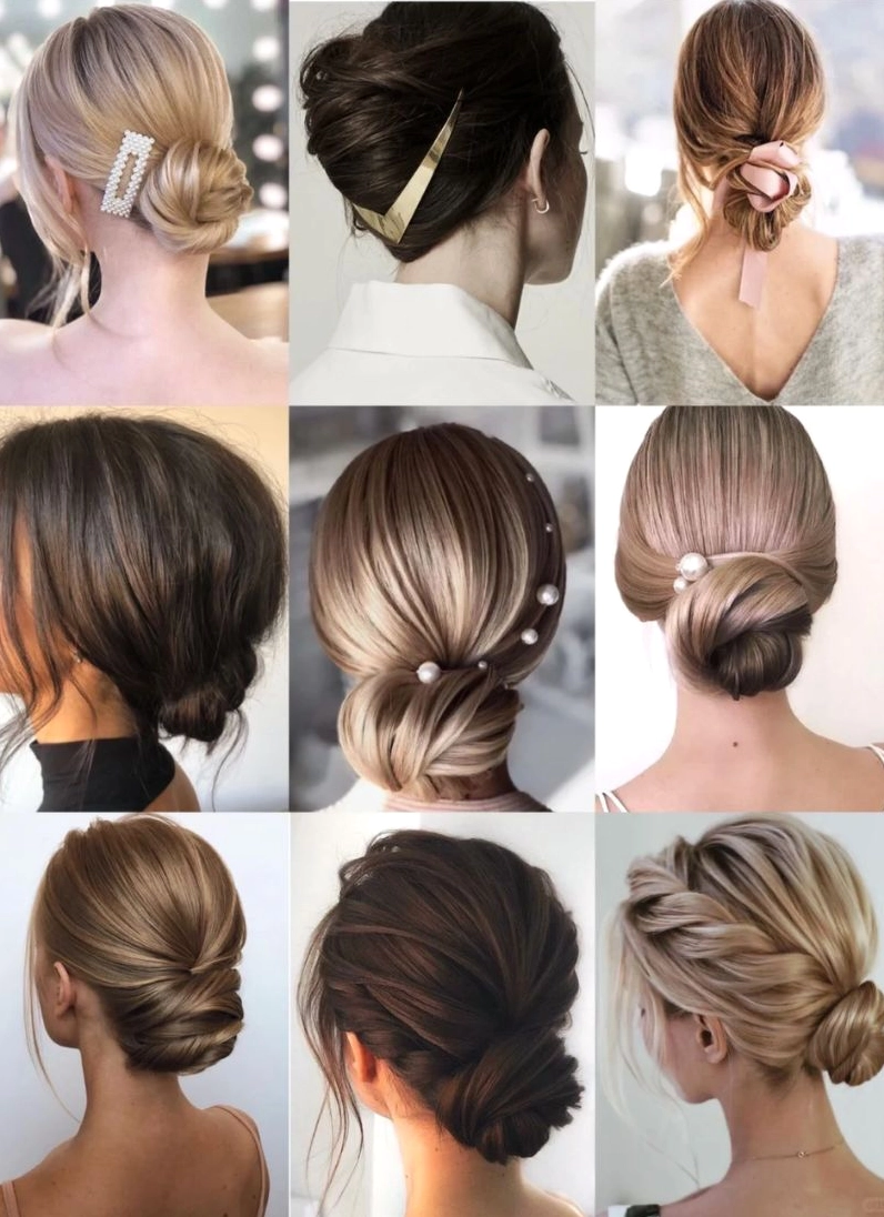 Tóc búi cao lệch dự tiệc cưới cho người mặt tròn