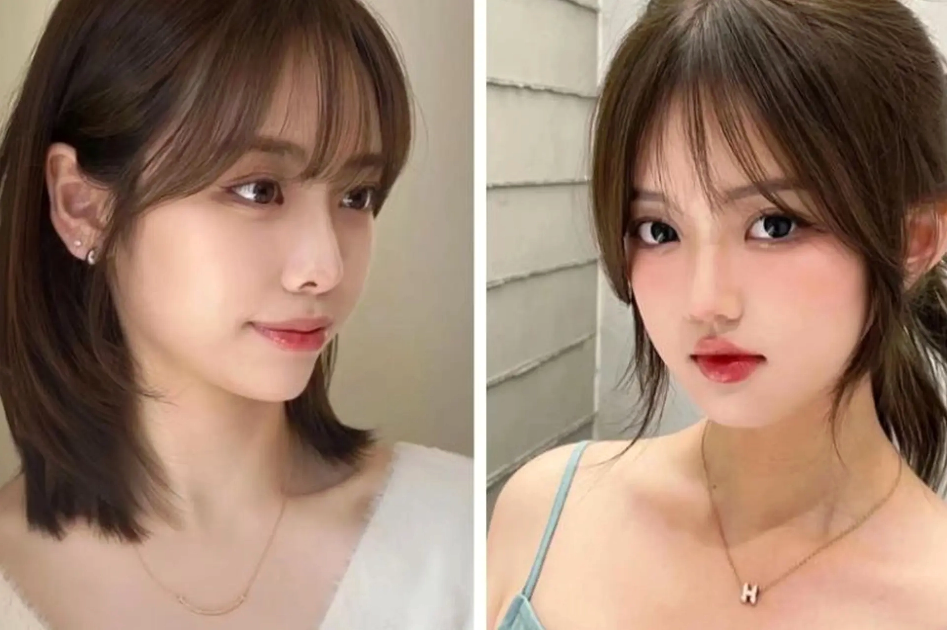 Tóc mái dài rẽ ngôi giữa tự nhiên