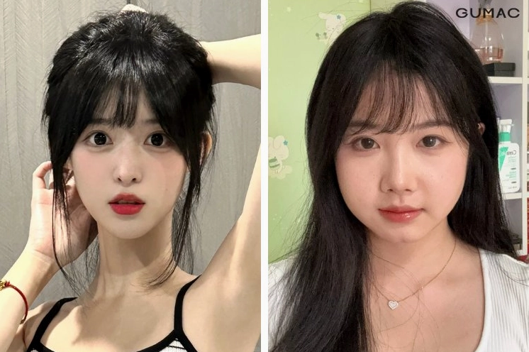 Tóc mái thưa cho người trán ngắn