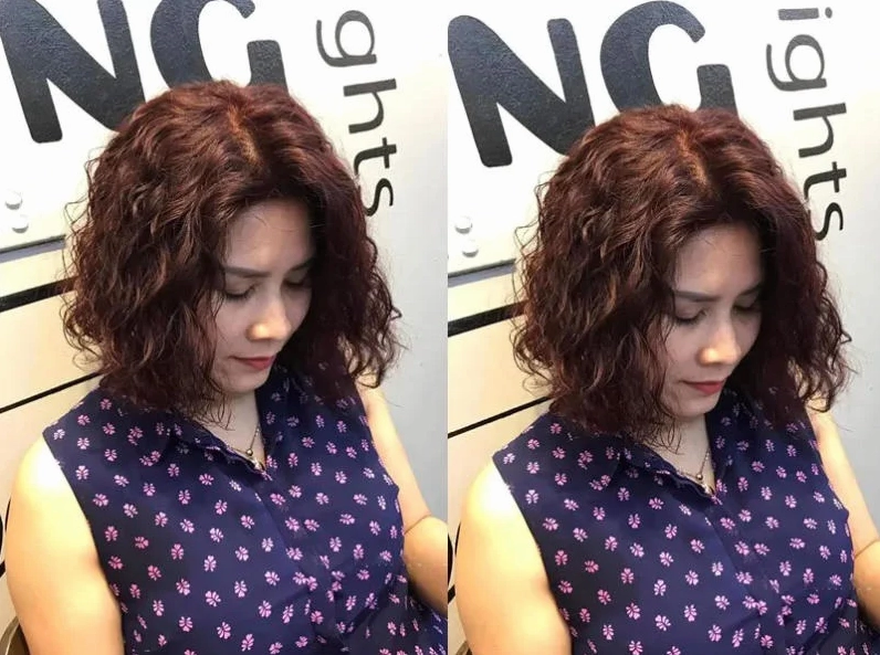 Tóc uốn ngang vai cho phụ nữ trung niên